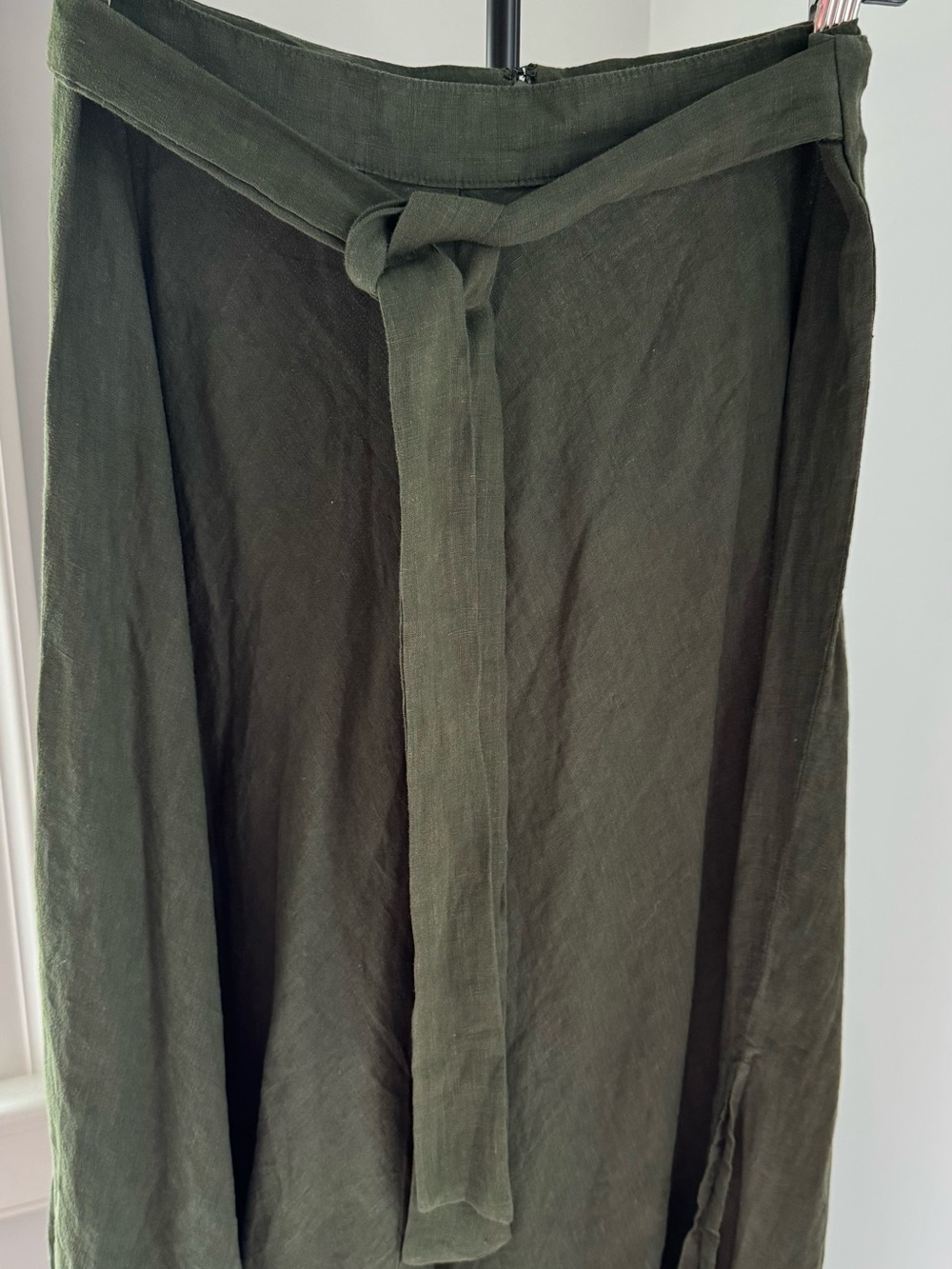 Velvet by Graham & Spencer Hunter Green Midi Wrap Linen Skirt - Picture 10 of 16